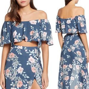 Leith Floral Print Flutter Crop Top